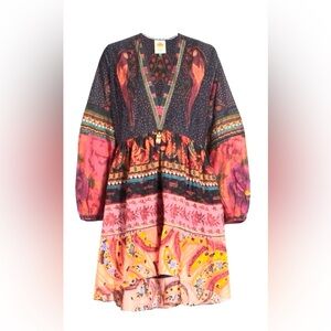 FARM RÍO Floral Tropical Mixed Patchwork Mini Dress Size Large